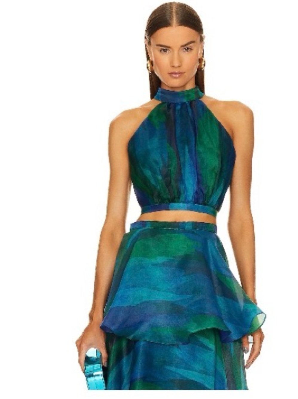 Revolve 2 piece Green Blue Halter Maxi Dress
